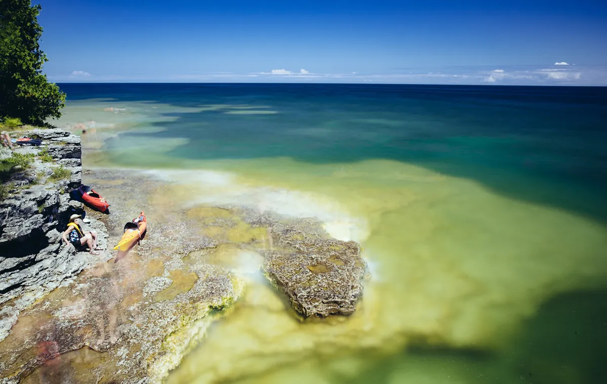 Kayak the Caves at Cave Point in Door-County